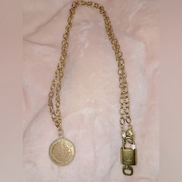 Louis Vuitton LV Padlock and Key on a Stainless Steel Gold Necklace Authentic - Picture 12 of 16